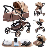 Poussette 3 en 1, poussette à quatre roues, poussette 2 en 1, poussette légère, poussette multifonctions, landau, pouf