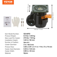 SucceBuy Lot de 4 roulettes pivotantes robustes avec poignée et pieds réglables en hauteur pour établi ou machine