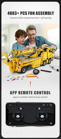 MOLD KING 17028 Voiture technique jouet APP&RC Camion de pompiers motorisé à assembler, modèle réduit en briques de construction, cadeau de Noël pour enfants