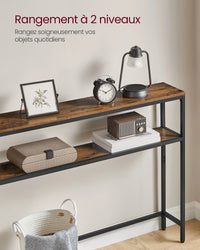 Console pour Couloir, Table de Salon Fine à 2 Niveaux, Table d’Appoint avec 2 Étagères, 20 x 80 x 80 cm