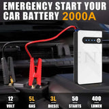 Démarreur de voiture GKFLY, dispositif de démarrage d'urgence, câbles, chargeur de batterie portable, booster de batterie