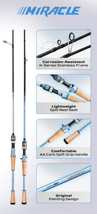 Canne à pêche HANDING Miracle Sensitiv 90 g, canne à pêche légère, blank en carbone 40T, canne casting, anneaux FUJI® A, action rapide