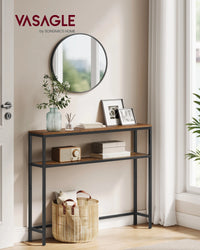 Console pour Couloir, Table de Salon Fine à 2 Niveaux, Table d’Appoint avec 2 Étagères, 20 x 80 x 80 cm