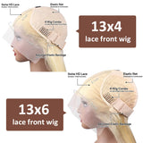 Perruque Wiggogo 613 Transparent HD Lace Frontal 13X6 Blond lisse, cheveux humains brésiliens pré-épilés, 13X4