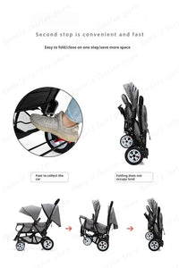 STOCK ue poussettes jumeaux Double enfants deux sièges poussettes chariot pliable vente en gros bébé poussette sièges avant et arrière