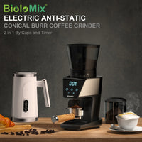 BioloMix Moulin à café électrique à meule automatique, avec 30 vitesses pour moudre l'espresso et le café américain, avec anneau magnétique