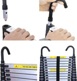 DayPlus Échelle télescopique en aluminium - 5 m - Échelle DayPlus Extensible Escabeau Telescopique- Antidérapante - Échelle Multifonction - Charge maximale : 150 kg