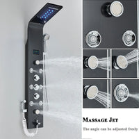 Robinet de douche à lumière LED noire, salle de bains, SPA, Jet de Massage, système de colonne de douche, cascade, panneau de douche de pluie, robinet pulvérisateur de Bidet