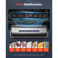 Machine de mise sous vide électrique SucceBuy 80 kPa 120 W 7 en 1 pour aliments humides, avec 10 sacs sous vide offerts pour la conservation des aliments en cuisine