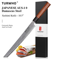 Couteau de chef japonais TURWHO forgé à la main, en acier damassé, couteau de cuisine Santoku, couteau à sashimi, couteau à pain, outil de cuisine utilitaire à lame artisanale