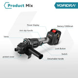 Meuleuse d'angle électrique sans balais YOFIDRA 1200W 125MM, machine de polissage et de découpe sans fil portable pour batterie Makita