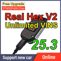 Outil de diagnostic automobile 2026 Real Hex V2 25.3 Vag Com ARM STM32F429 avec fonction de codage et mise à jour gratuite Hex-V2 pour interface USB VCDS