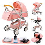 Poussette 3 en 1, poussette à quatre roues, poussette 2 en 1, poussette légère, poussette multifonctions, landau, pouf