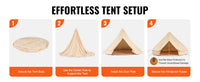 SucceBuy – tente cloche en toile, 4 saisons, 9,8 pieds, yourte, pour le Camping, avec poêle, Jack, respirante, peut contenir jusqu'à 4 personnes