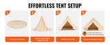 SucceBuy – tente cloche en toile, 4 saisons, 9,8 pieds, yourte, pour le Camping, avec poêle, Jack, respirante, peut contenir jusqu'à 4 personnes