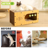 Griffoir pour chat, maison et bac à griffer, griffoir en bois détachable, poteau à griffer en papier ondulé