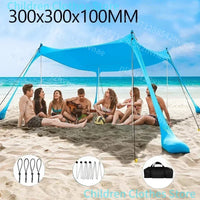 Auvent de plage familial 3x3, tente de plage extérieure pliable, grand abri solaire, tente de camping, tente coupe-vent pour la plage