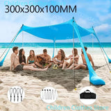 Auvent de plage familial 3x3, tente de plage extérieure pliable, grand abri solaire, tente de camping, tente coupe-vent pour la plage