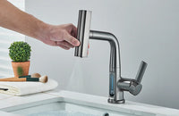 Robinet de lavabo à affichage numérique de température de cascade, pulvérisateur à jet de levage vers le bas, mélangeur d'évier d'eau chaude et froide, robinet de lavage pour salle de bains