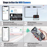 ESSGOO Caméra de Recul Sans Fil 5G WIFI pour Téléphone Android iPhone Voiture IP67 Étanche Angle Large de 120° 1080P pour Camion, Remorque, Camping-Car, Van
