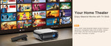 Projecteur Bluetooth HAPPRUN natif 1080P, projecteur de films extérieur portable Full HD avec haut-parleur intégré, avec HDMI, USB, AV