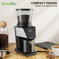 BioloMix Moulin à café électrique à meule automatique, avec 30 vitesses pour moudre l'espresso et le café américain, avec anneau magnétique