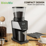 BioloMix Moulin à café électrique à meule automatique, avec 30 vitesses pour moudre l'espresso et le café américain, avec anneau magnétique