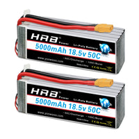 Batterie LiPo HRB 5S 18,5 V 5000 mAh (1/2 pièce) avec connecteur XT90 pour drone, hélicoptère, avion, voiture, bateau, camion (compatible 10S).