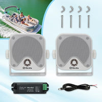 Herdio 4'' Haut-parleur étanche Bluetooth marin 100W robuste pour bateau, montage en surface, pour camping-car, mini-chargeuse, VTT, UTV, RZR, voiturette de golf