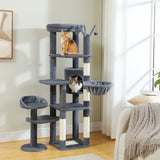 Grand arbre à chat pour grands chats d'intérieur, tour de chat haute pour gros chats avec hamac super grand, arbres grimpant pour chats avec tire à gratter