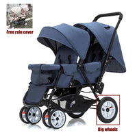 STOCK ue poussettes jumeaux Double enfants deux sièges poussettes chariot pliable vente en gros bébé poussette sièges avant et arrière