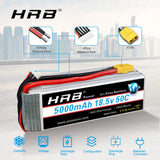 Batterie LiPo HRB 5S 18,5 V 5000 mAh (1/2 pièce) avec connecteur XT90 pour drone, hélicoptère, avion, voiture, bateau, camion (compatible 10S).