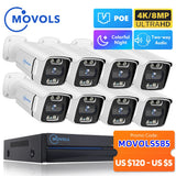 MOVOLS 8CH 5MP 8MP POE système de caméra de sécurité Audio bidirectionnel 8MP NVR Kit CCTV caméra IP extérieure H.265 P2P ensemble de Surveillance vidéo