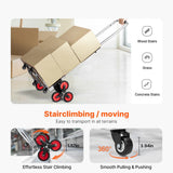 SucceBuy 260lbs camion à main pliant avec poignée télescopique et 2 cordes élastiques chariot d'escalade d'escalier Dolly pour le déplacement d'entrepôt