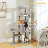 Grand arbre à chat pour grands chats d'intérieur, tour de chat haute pour gros chats avec hamac super grand, arbres grimpant pour chats avec tire à gratter