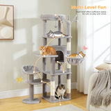Grand arbre à chat pour grands chats d'intérieur, tour de chat haute pour gros chats avec hamac super grand, arbres grimpant pour chats avec tire à gratter