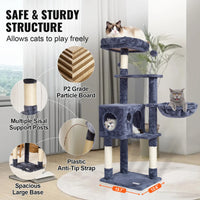 SucceBuy Arbre à chat pour chats d'intérieur Tour à chat avec chat condo Poste à gratter en sisal HamacTop Perche Plateformes de saut Gris foncé