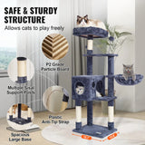 SucceBuy Arbre à chat pour chats d'intérieur Tour à chat avec chat condo Poste à gratter en sisal HamacTop Perche Plateformes de saut Gris foncé