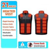 Femmes manteau Intelligent USB chauffage électrique thermique vêtements chauds hiver gilet chauffant grande taille hommes 21 pièces veste chauffante mode