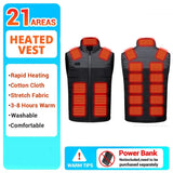 Femmes manteau Intelligent USB chauffage électrique thermique vêtements chauds hiver gilet chauffant grande taille hommes 21 pièces veste chauffante mode