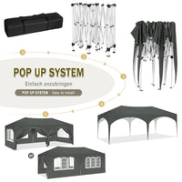WOLTU Gazebo de pavillon pliant réglable 3x6m avec 6 parois latérales Tente de fête de protection UV étanche avec sac de transport pour pique-nique
