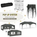 WOLTU Gazebo de pavillon pliant réglable 3x6m avec 6 parois latérales Tente de fête de protection UV étanche avec sac de transport pour pique-nique