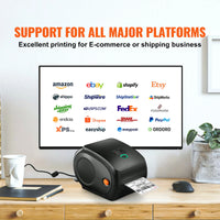 SucceBuy 300DPI imprimante d'étiquettes thermiques Bluetooth reconnaissance automatique d'étiquettes prise en charge Windows/Mac/Android pour les paquets d'expédition 4x6