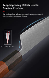 Couteau de chef japonais TURWHO forgé à la main, en acier damassé, couteau de cuisine Santoku, couteau à sashimi, couteau à pain, outil de cuisine utilitaire à lame artisanale