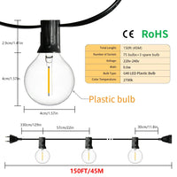Guirlande lumineuse LED G40, 30M 45M, guirlande lumineuse, féerique, lampadaire extérieur, étanche, rétro, pour décoration de jardin