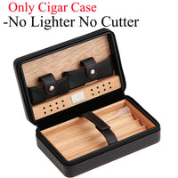 Boîte à cigares Portable, étui à cigares de voyage en cuir et bois de cèdre, boîte à cigares avec ou sans coupe, briquet Puro, ensemble d'accessoires