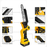 Tronçonneuse électrique sans balais jaune de 8 pouces (20 cm) et 1380 W, outil professionnel pour l'élagage et le jardinage, compatible avec les batteries Dewalt 20 V.