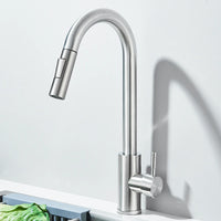 Robinet d'évier de cuisine extractible, deux fonctions, mitigeur d'eau chaude et froide à poignée unique, monté sur le pont