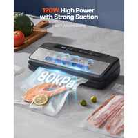 Machine de mise sous vide électrique SucceBuy 80 kPa 120 W 7 en 1 pour aliments humides, avec 10 sacs sous vide offerts pour la conservation des aliments en cuisine