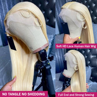 Perruque Wiggogo 613 Transparent HD Lace Frontal 13X6 Blond lisse, cheveux humains brésiliens pré-épilés, 13X4